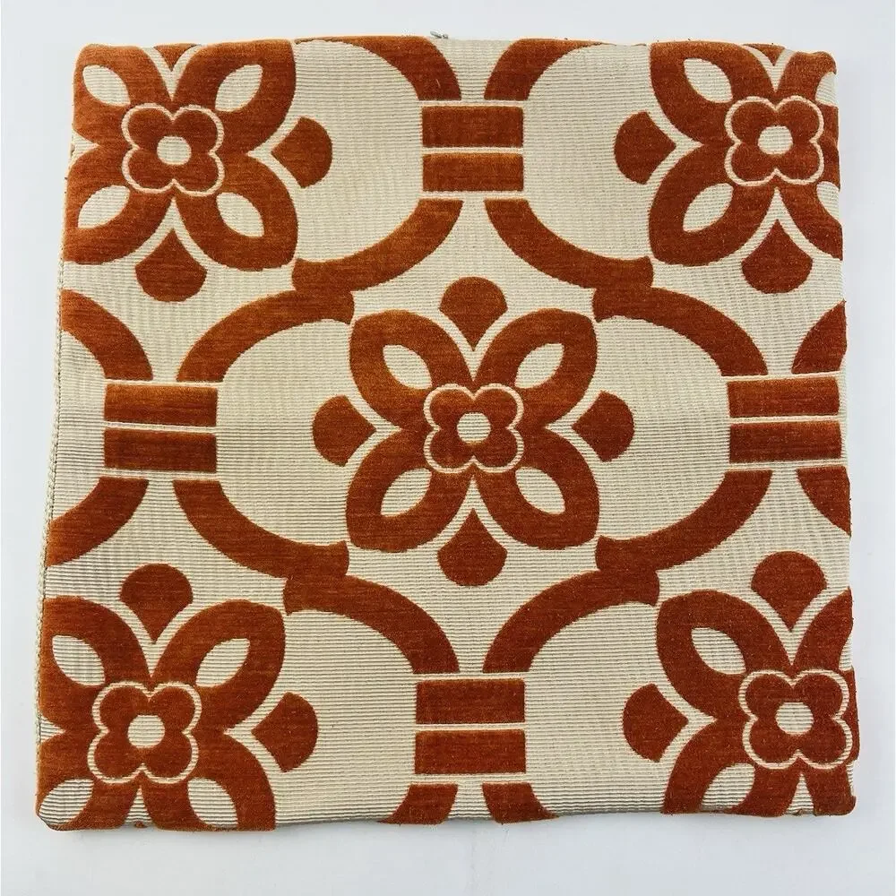 Orange Moroccan Style Tile Texture Pillow Cover Thick Zipper Zip Boho Ethnic 17